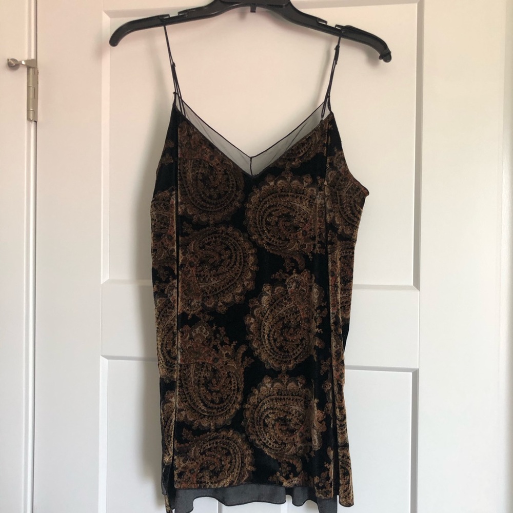 Free People Velvet Black Paisley Tank